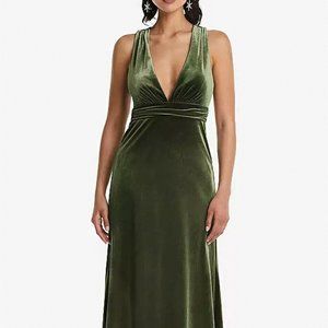 Thread Bridesmaid | Dresses | Plunging Neckline Velvet Maxi Dress Wcriss  Cross Backth82olive Greenm | Poshmark